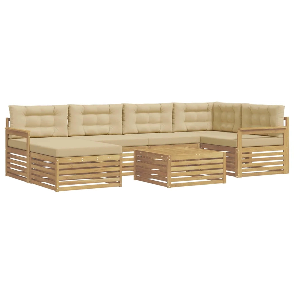Set di divani da esterno 7 pz Bianco e Beige 3390793