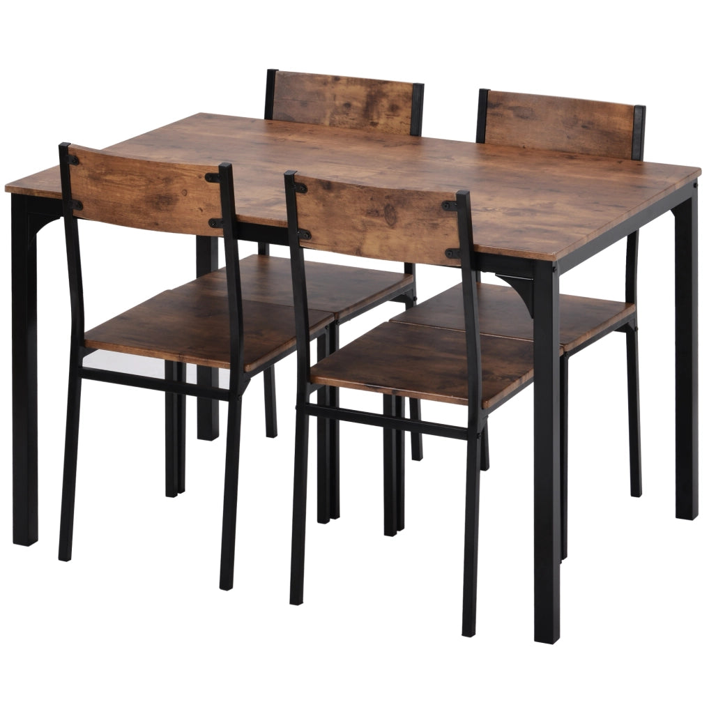 Gruppo da pranzo 108x65x75 cm con piano in pannello truciolare e struttura in metallo; marrone