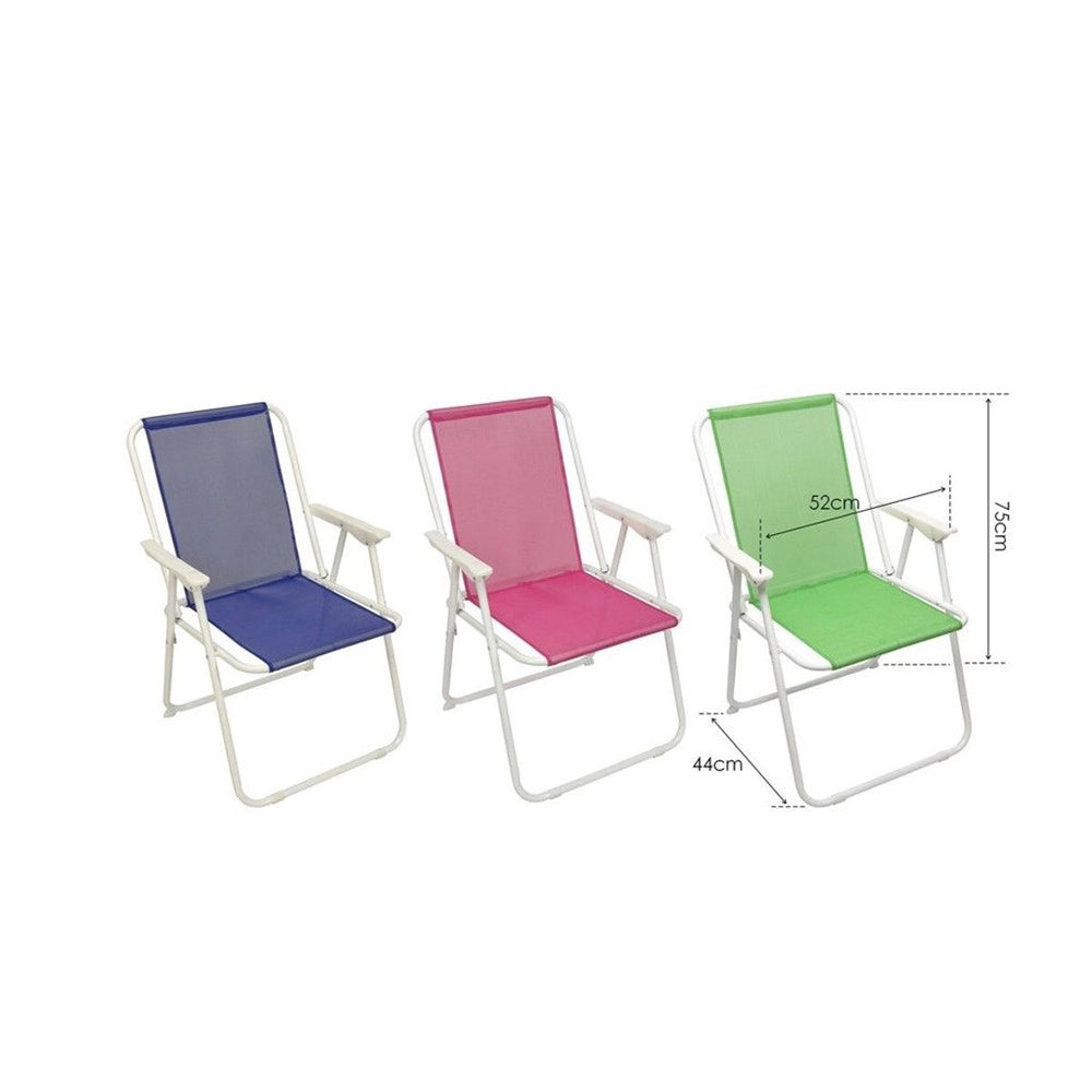 Trade Shop - Set 6pz Sedia Pieghevole Da Mare Spiaggia Campeggio In Metallo Tela Colorata 023282 -