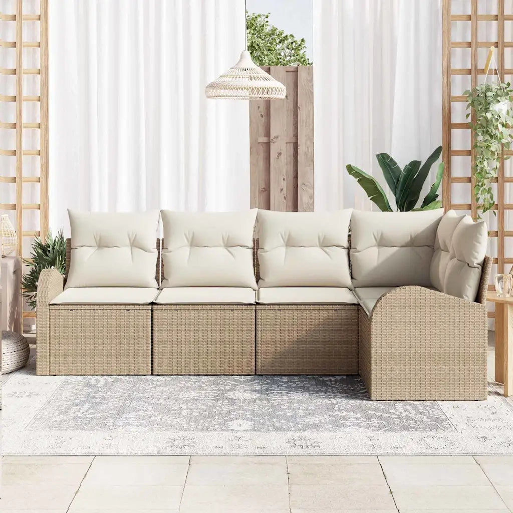 Set Divano da Giardino 5 pcs Beige e Bianco polyrattan 3354710