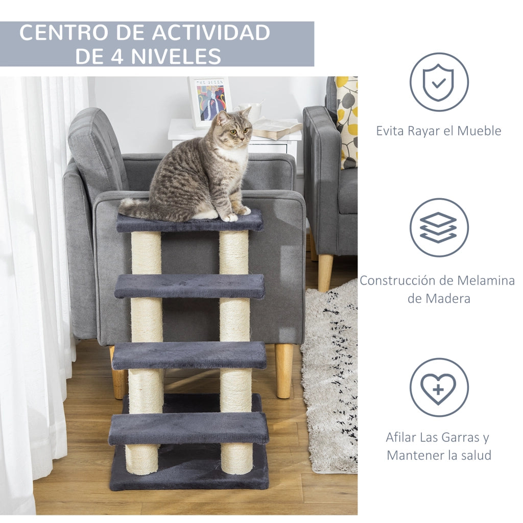 Scala per Gatti e Cani con Rivestimento Morbido ¨C zephmum ¨C 60x42x61 cm Grigio
