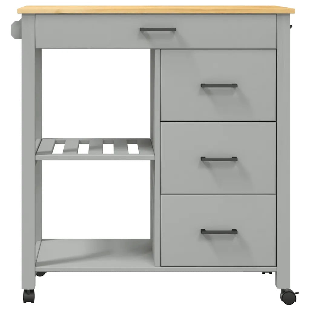 Carrello da Cucina-Scaffale per Cucina MONZA 84x40x88,5 cm in Legno Massello di Pino 855909