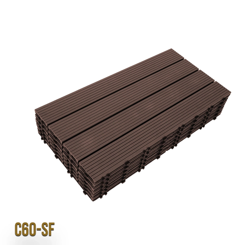 2mq (11 pezzi) di Pavimento Quadrotte in decking WPC da esterno 60X30cm (sp.2cm) inclusa struttura CLICK - C60-SF