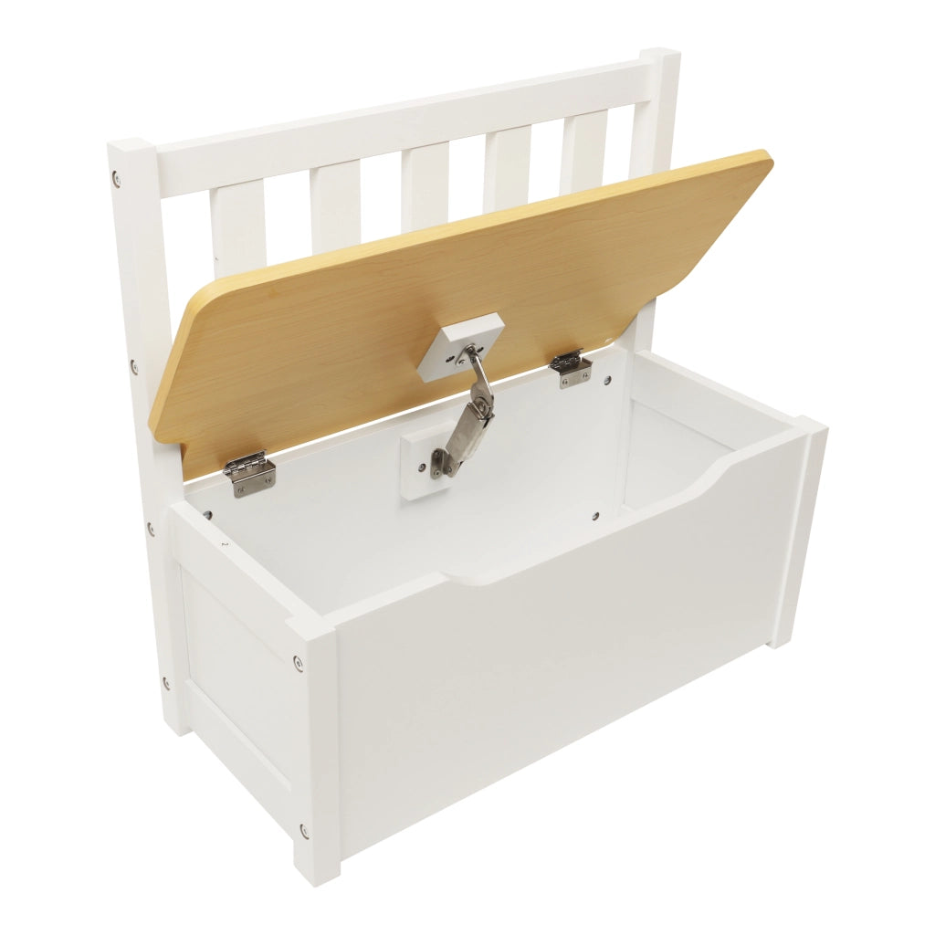 Set 'Lousame' Mobili per Cameretta Composto di 1 Tavolo, 2 Sedie e 1 Cassapanca - Bianco/Naturale [en.casa]