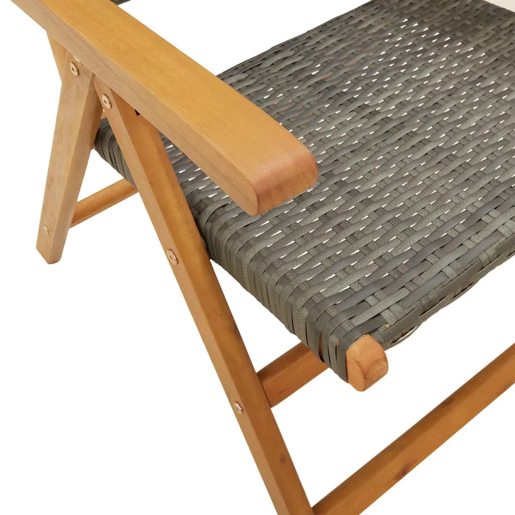 Sedie Giardino Reclinabili 6pz Grigie Polyrattan Legno Massello 3214524