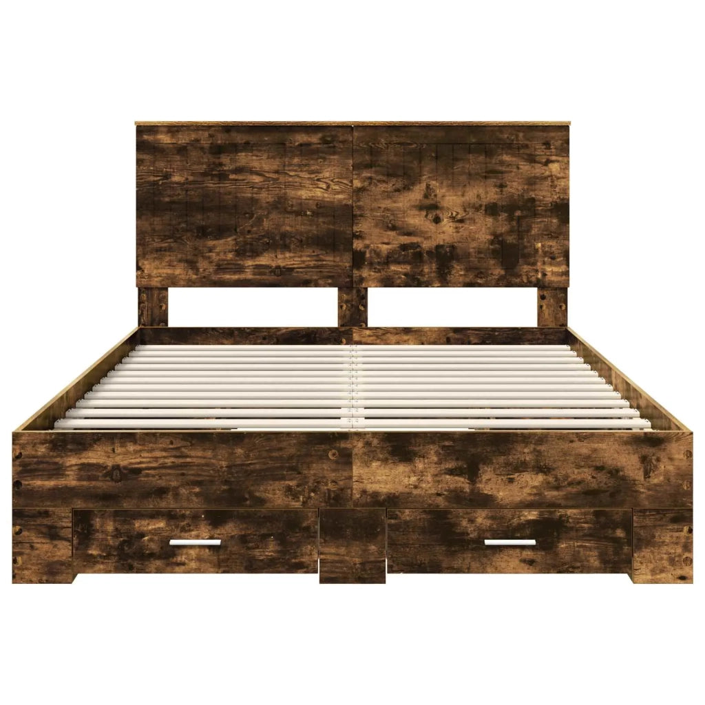 Struttura del letto Rovere fumé 135 x 190 cm Legno multistrato