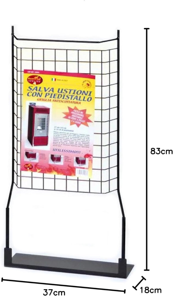 Griglia salvaustioni con piedistallo 37x18x83 cm per stufe a pellet e legna con appendino superiore