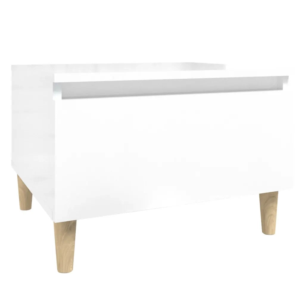 Tavolino Bianco Lucido 50x46x35 cm in Legno Multistrato 819504