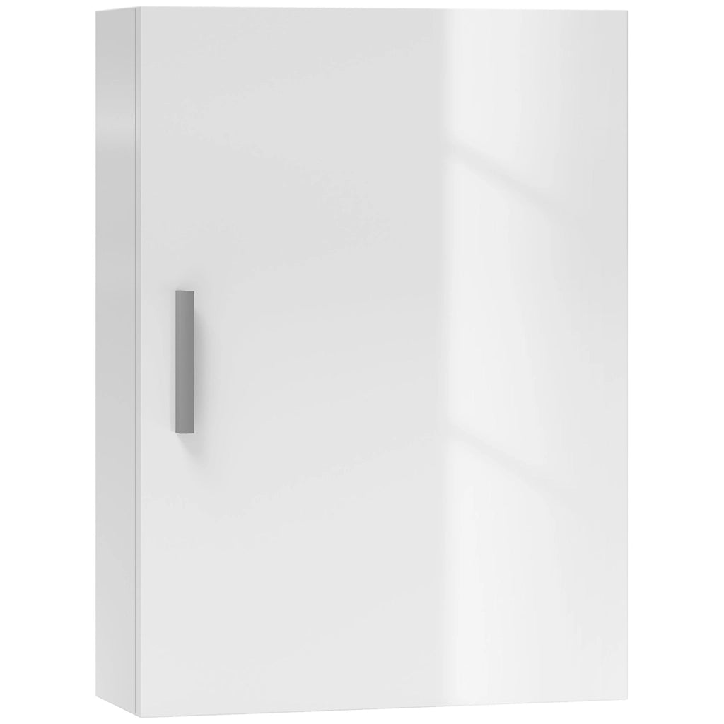 Armadietto Bagno da Parete 40x15x55 cm con 3 Ripiani Regolabili in Vetro in Legno Bianco