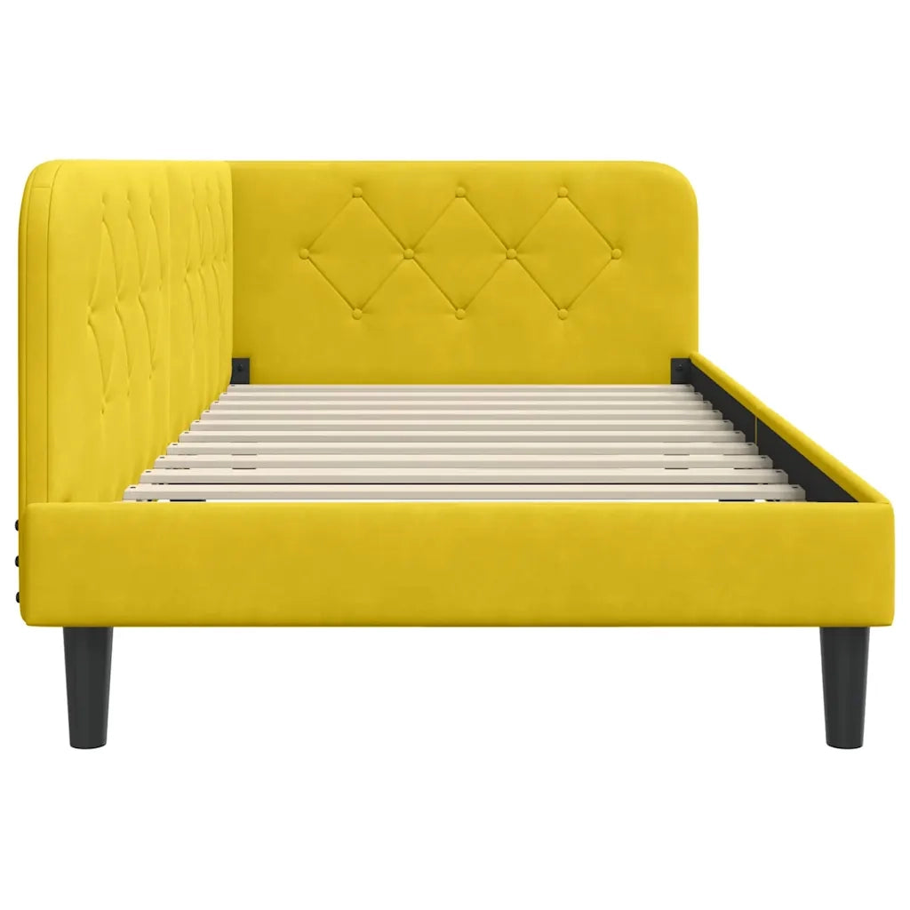 Cornice del letto ad angolo Giallo 90 x 200 cm Velluto 42016612