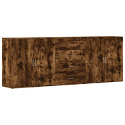 Buffet credenza cassettiera armadio mobile contenitore organizer per cucina soggiorno salotti 3 pezzi legno ingegnerizzato marrone 02_0037069