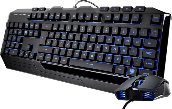 Combinazione tastiera e mouse per giochi con interruttori a membrana - 7 colori LED backlighting, tasti media e riposo per la mano - Mouse per giochi MM110 - Layout QWERTY UK