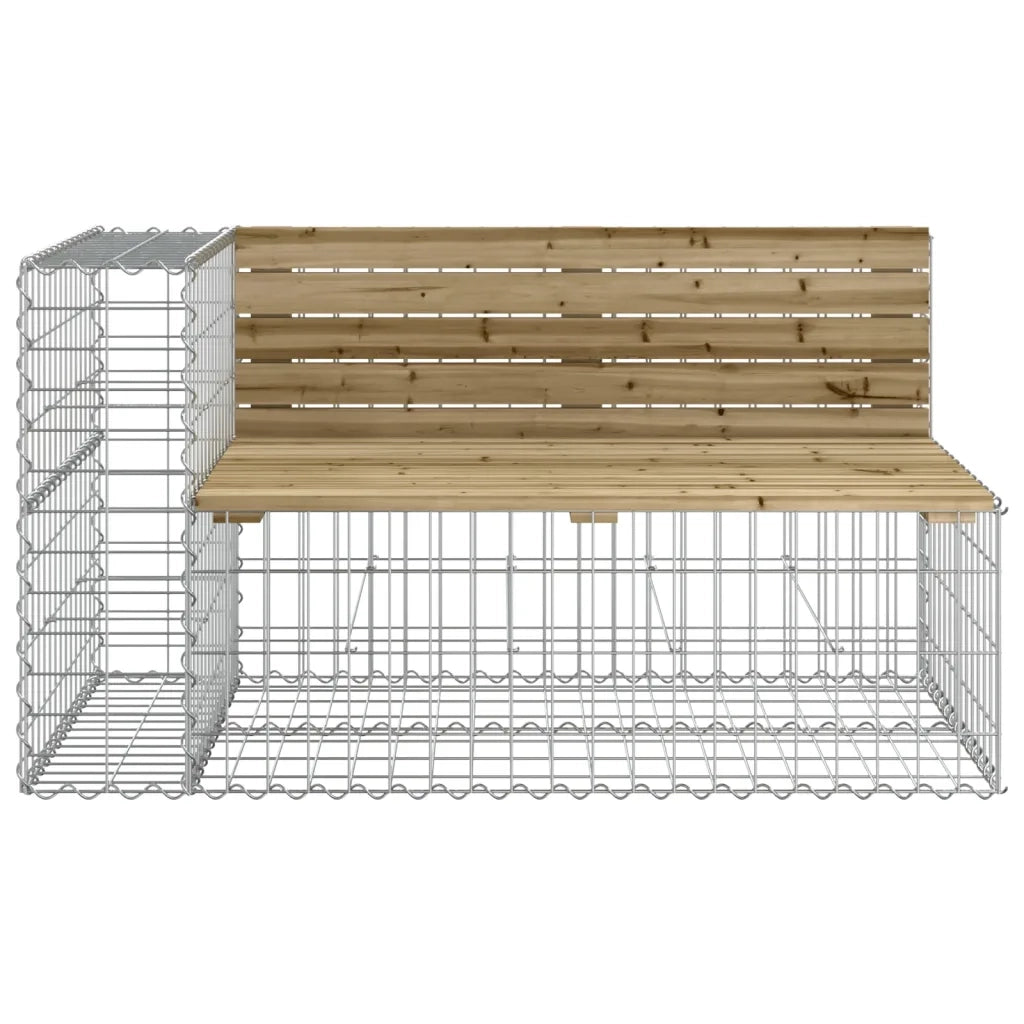 Panca da Giardino con Cesto Gabbione Legno Impregnato di Pino