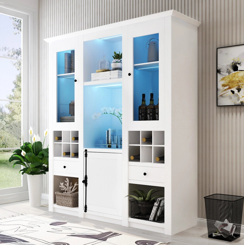 Vetrina bianca con LED controllati da app; 143x45;5x170 cm; in MDF