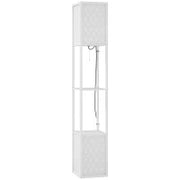 Lampada da Terra con Ripiani in Tessuto e Interruttore a Catena 26x26x156 cm Bianco