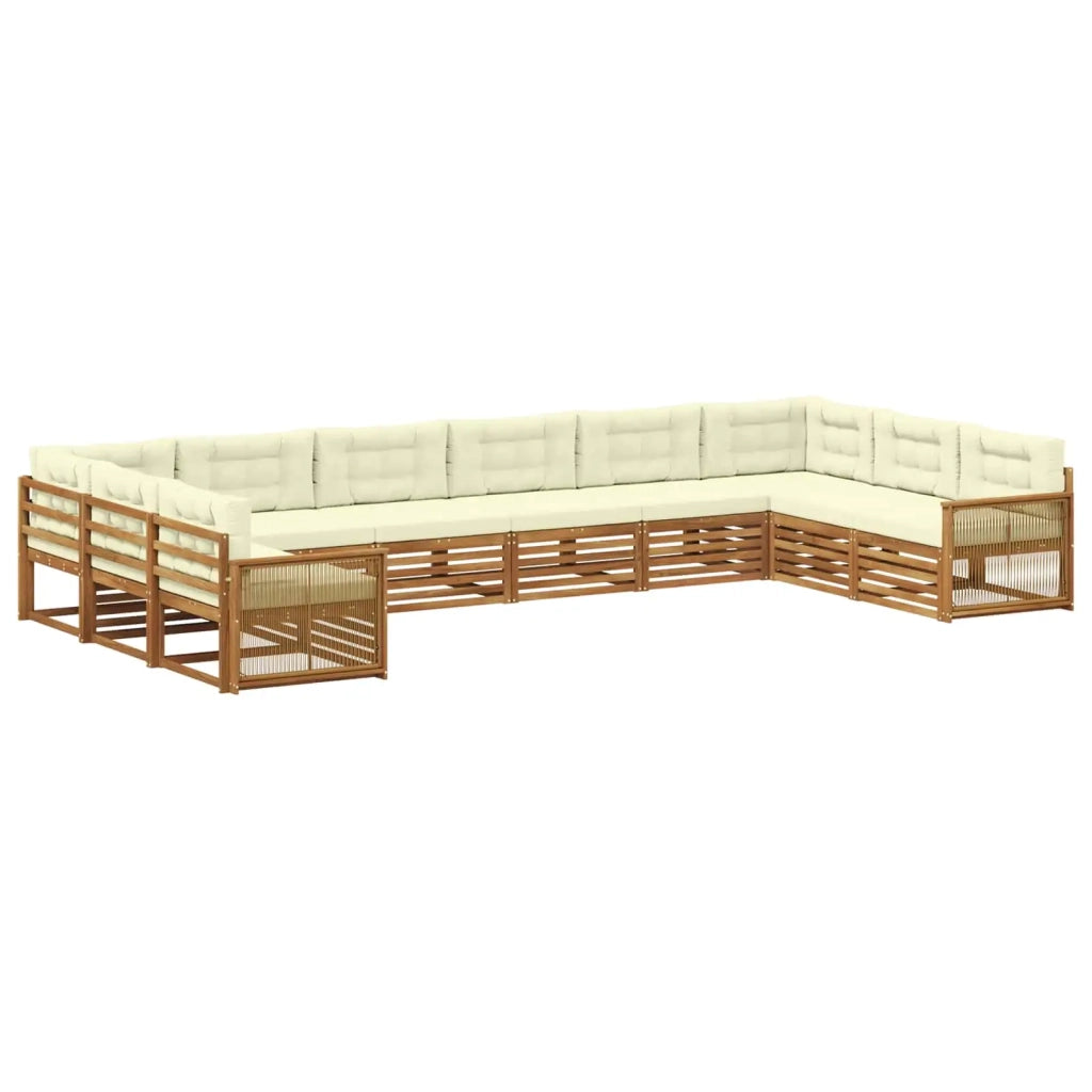 Set divani con cuscino 10 pcs Legno di Acacia Massello