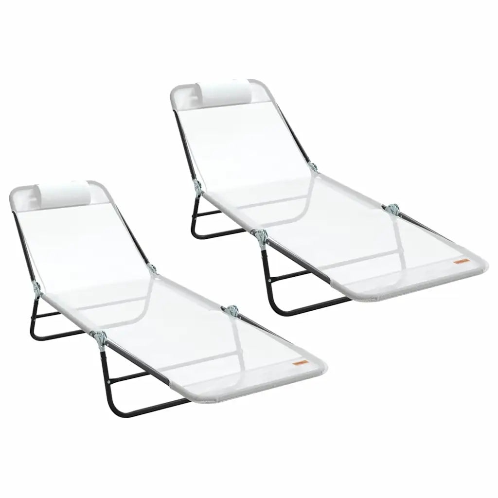Lettino prendisole pieghevole 2 pcs Crema 182 x 55 x 85,5 cm 42003157