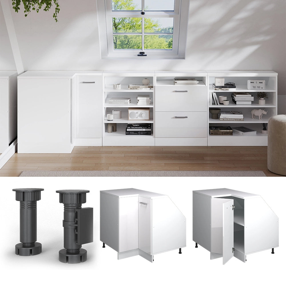 Mobile sottotetto Mobile angolare Rion Bianco lucido/Bianco 75.6 x 83.8 cm con 1 porta, carcassa dell’armadio profondità 60 cm Vicco