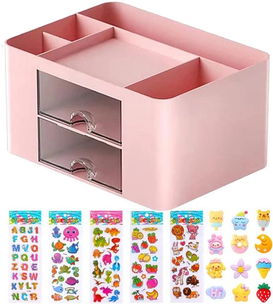 Organizzatore multifunzionale per scrivania - Risparmia spazio e pratico - 1 pezzo - Rosa