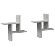 2 pz Mensole a Muro | Scaffale Parete | Ripiano a parete Grigio Cemento 38x12x38 cm in Truciolato