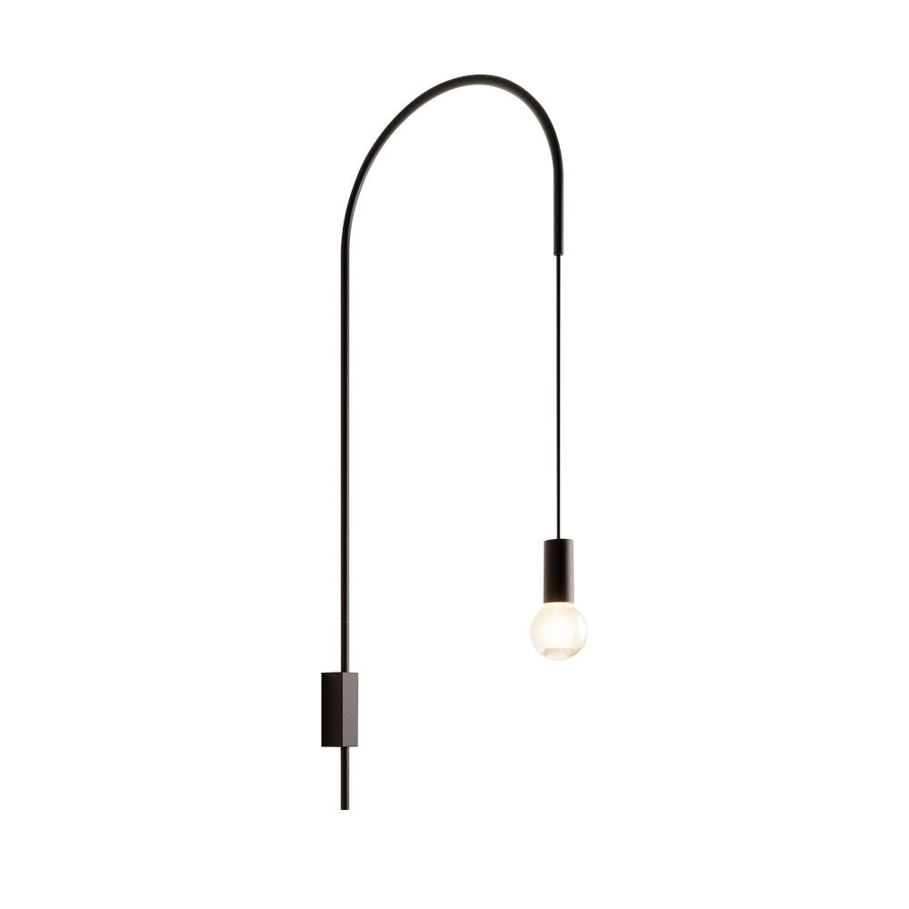 Zafferano - Lampada da Parete Filo, Orientabile 200°, Metallo Verniciato Lampadina E27 max 60W inclusa, H110cm - Nera