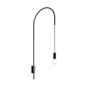 Zafferano - Lampada da Parete Filo, Orientabile 200°, Metallo Verniciato Lampadina E27 max 60W inclusa, H110cm - Nera