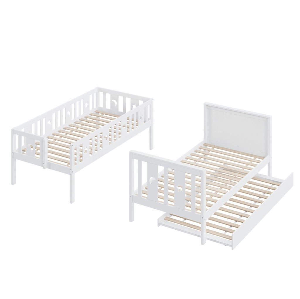 Letto a castello per bambini bianco 90x200 cm con letto estraibile