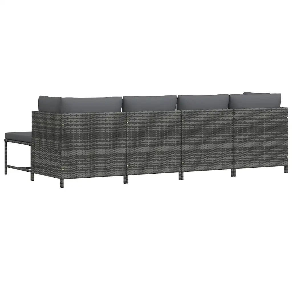 Salotto da Giardino-Set Divani da Giardino4 pz con Cuscini in Polyrattan Grigio