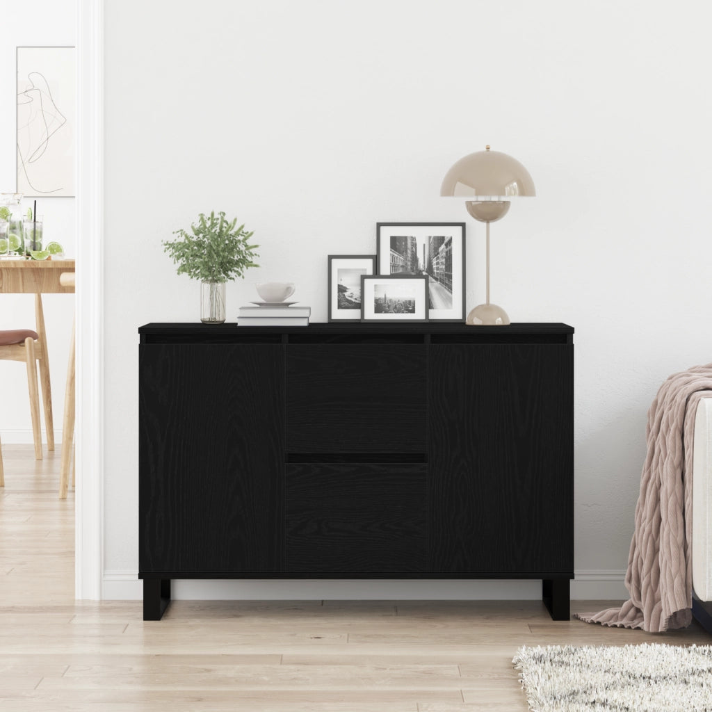Credenza Nero Rovere 104x35x70 cm Legno Ingegnerizzato