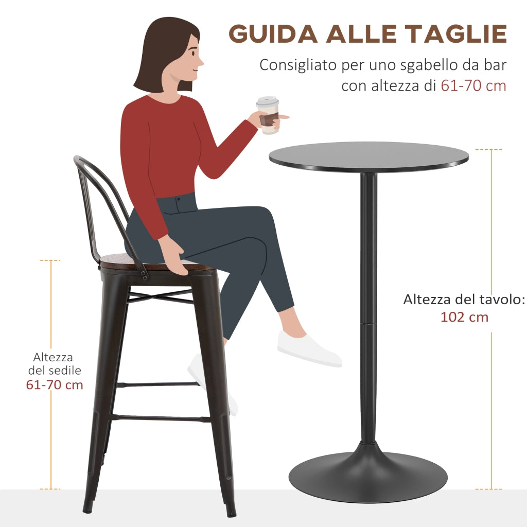 Tavolo Bar e Tavolo da Cucina Alto Rotondo, ?60x102 cm, Nero