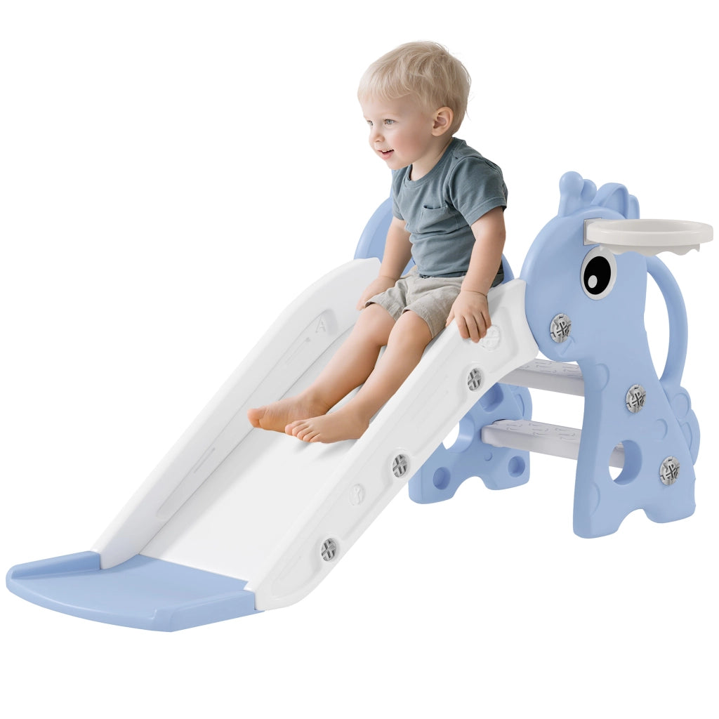 Casetta Gioco 3 in 1 con Scivolo, Scala e Canestro ¨C Minimal ¨C 106x51.5x52 cm Blu