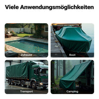 Telone occhiellato verde 5 x 9 m resistente alle intemperie e a raggi UV, impermeabile, robusto telo di protezione in poliestere 650 g/m² con rivestimento in PVC