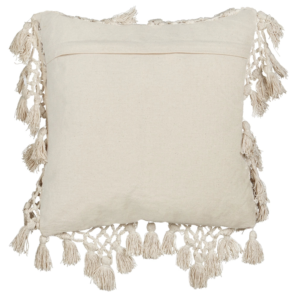 Set di 2 cuscini in cotone beige con nappe 45 x 45 cm  morbida imbottitura