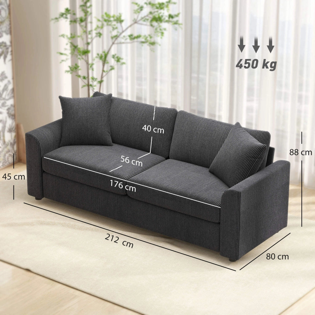 Divano 3 posti in tessuto ¨C zephmum ¨C grigio scuro 212 cm