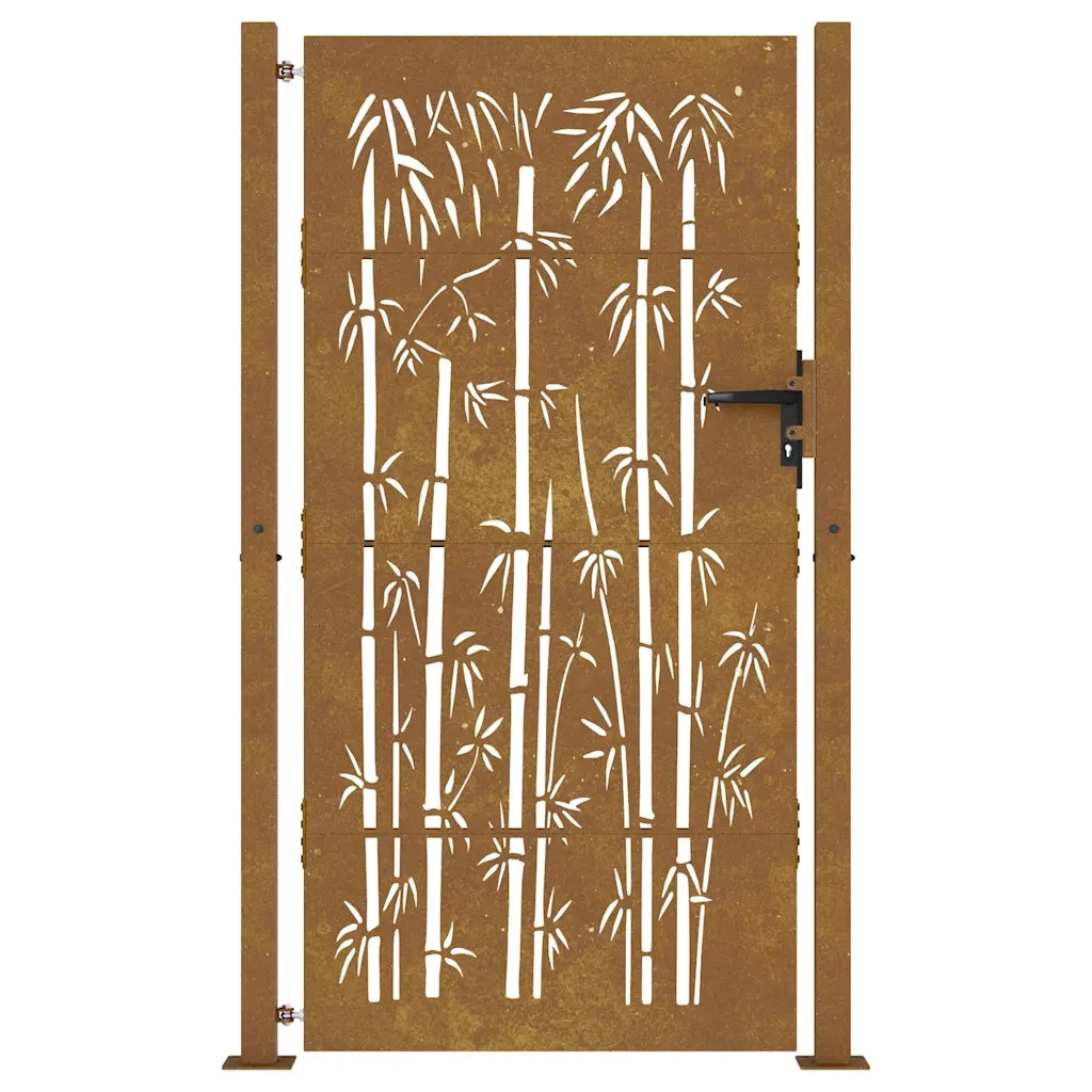 Cancello da giardino 100x200 cm in acciaio corten e design in bamb¨´ CFW2139105
