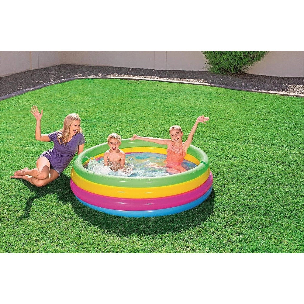 Trade Shop - Piscina Gonfiabile Arcobaleno Per Bambini A 4 Anelli Colorati 157 X 46 Cm 51117 -