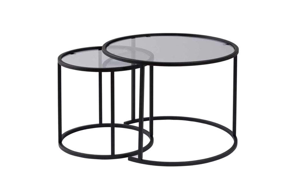 Set di 2 tavolini in metallo "Aurum" - 60 x 60 x 43 cm - Nero Grigio