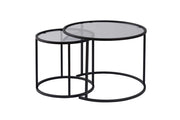 Set di 2 tavolini in metallo "Aurum" - 60 x 60 x 43 cm - Nero Grigio