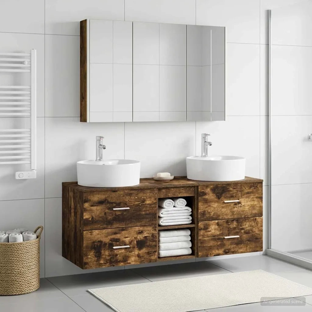 Set di mobili per il bagno 4 pcs Rovere Fumo 3406907