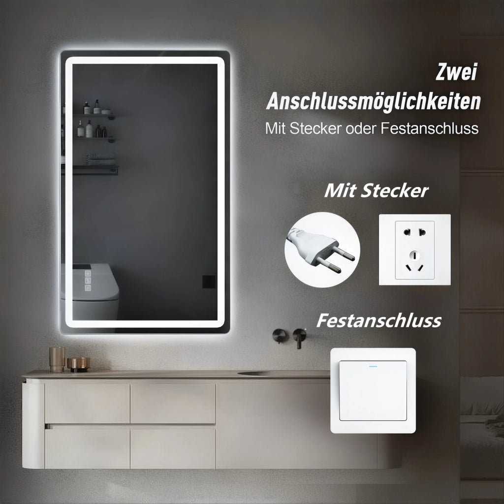 SPECCHIO LED BAGNO ROTONDO 60x100 cm Vetro e Metallo Argento