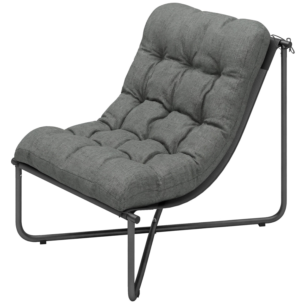 Poltrona da giardino ergonomica ¨C zephmum ¨C Grigio scuro con cuscini e struttura in acciaio 100x80x100