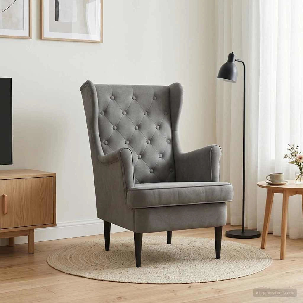 Poltrona Grigio Scuro Velluto 42029927
