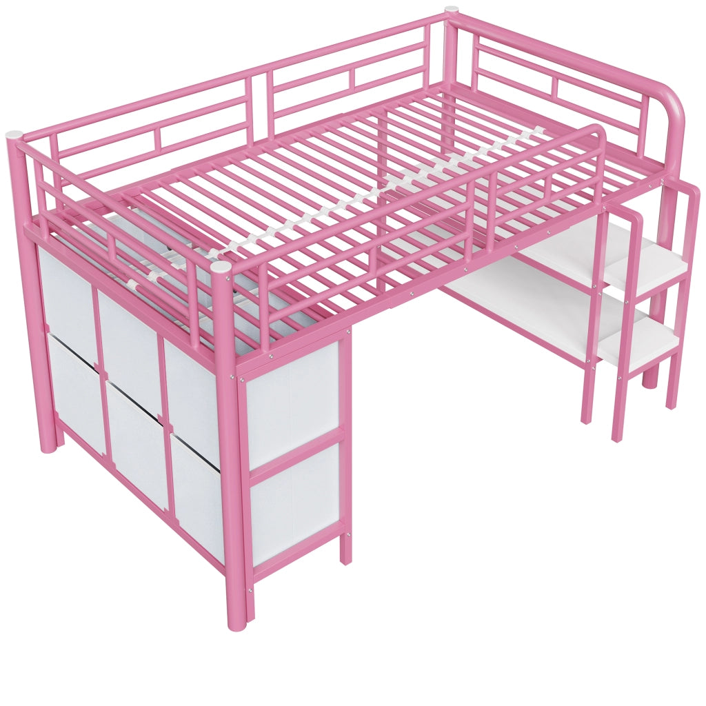 letto alto per bambini metallo rosa 105 x 207 cm