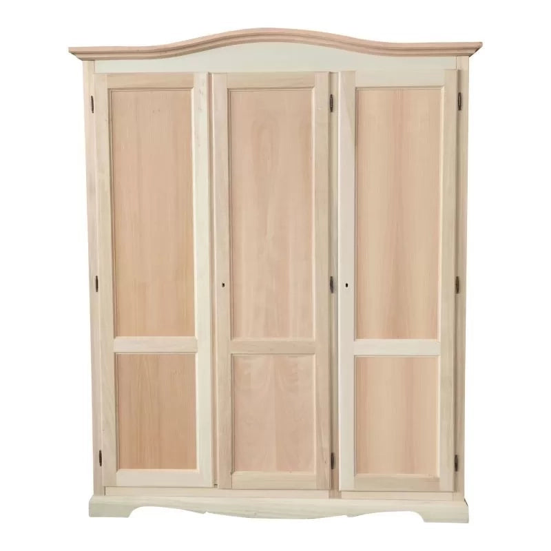 Armadio 3 ante cappello sagomato in legno grezzo 158x56x197 - Mobili 2G