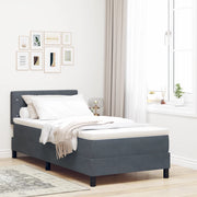 Letto Box Spring con Materasso Grigio Scuro 90x200 cm Velluto