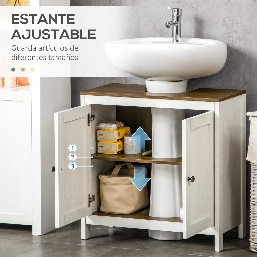 Mobiletto sottolavabo con ante ¨C zephmum ¨C bianco 60x30x60 cm