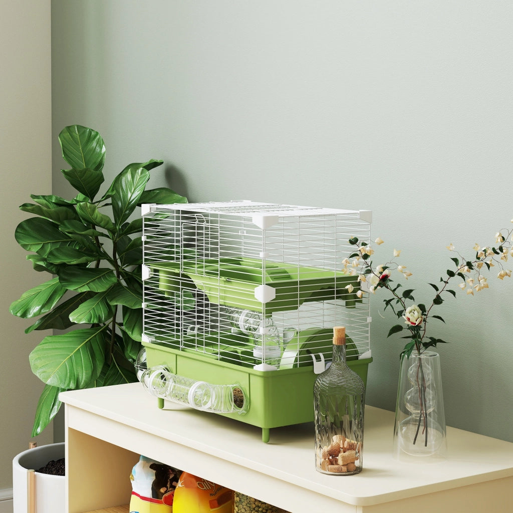 Gabbia per criceti a 2 livelli con ruota ¨C Minimal ¨C 44.5x28x44cm verde