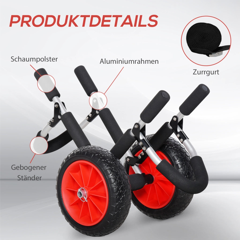 Carrello pieghevole per tavole da surf e kayak ¨C zephmum ¨C nero, alluminio, 45 kg