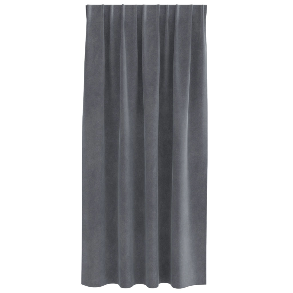 Tende Blackout  con nastro superiore 2 pezzi in velluto grigio chiaro