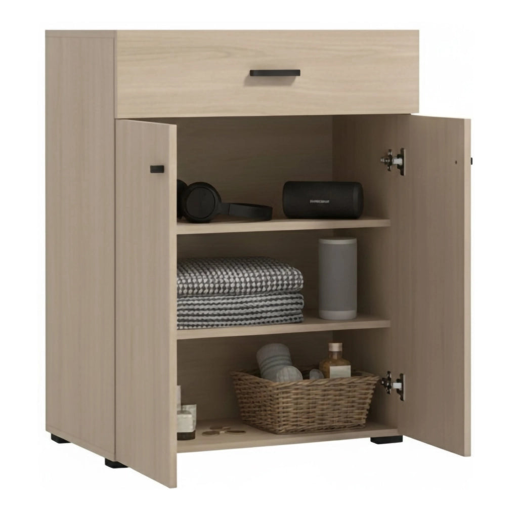 Torrice, Mobile da Ingresso un Cassetto, 77x35x98h cm Marrone Rovere Chiaro